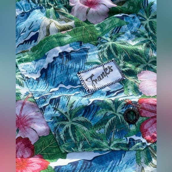 FRANKS Australia OAHU Men’s  Floral Print 6” Swim Shorts Trunks Blue/Green/Pink - Picture 3 of 9